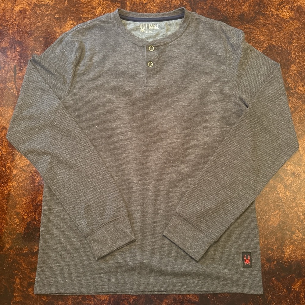 Spyder Men's Charcoal Gray Henley Long Sleeve Shirt